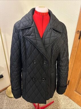 Covington Black Quilted Double-Breasted Teddy Jacket